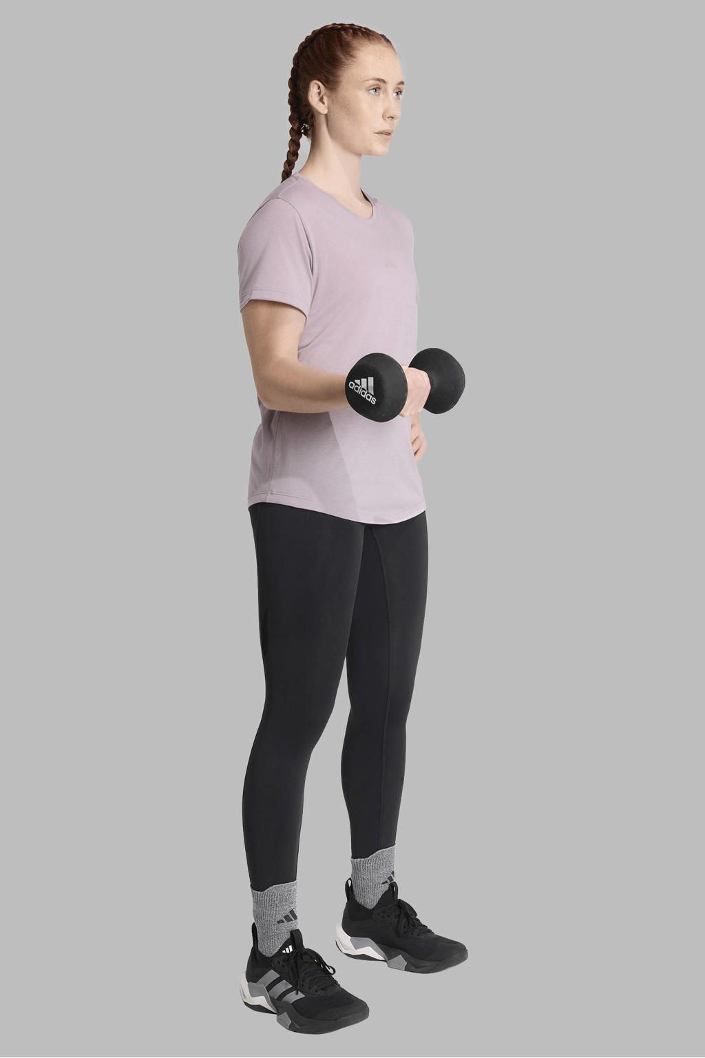 Lilakleurige dames adidas Performance sportshirt Motion van polyester met effen, korte mouwen en ronde hals