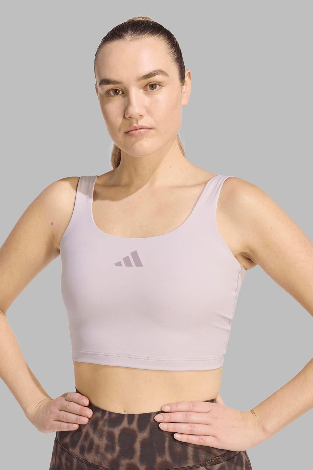 Paarse dames adidas Performance sporttop Optimé van polyester met effen