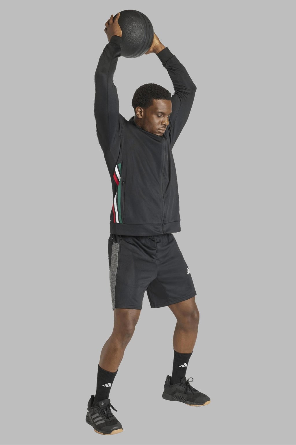 Zwarte heren adidas Performance sportshort van polyester met elastische tailleband met koord