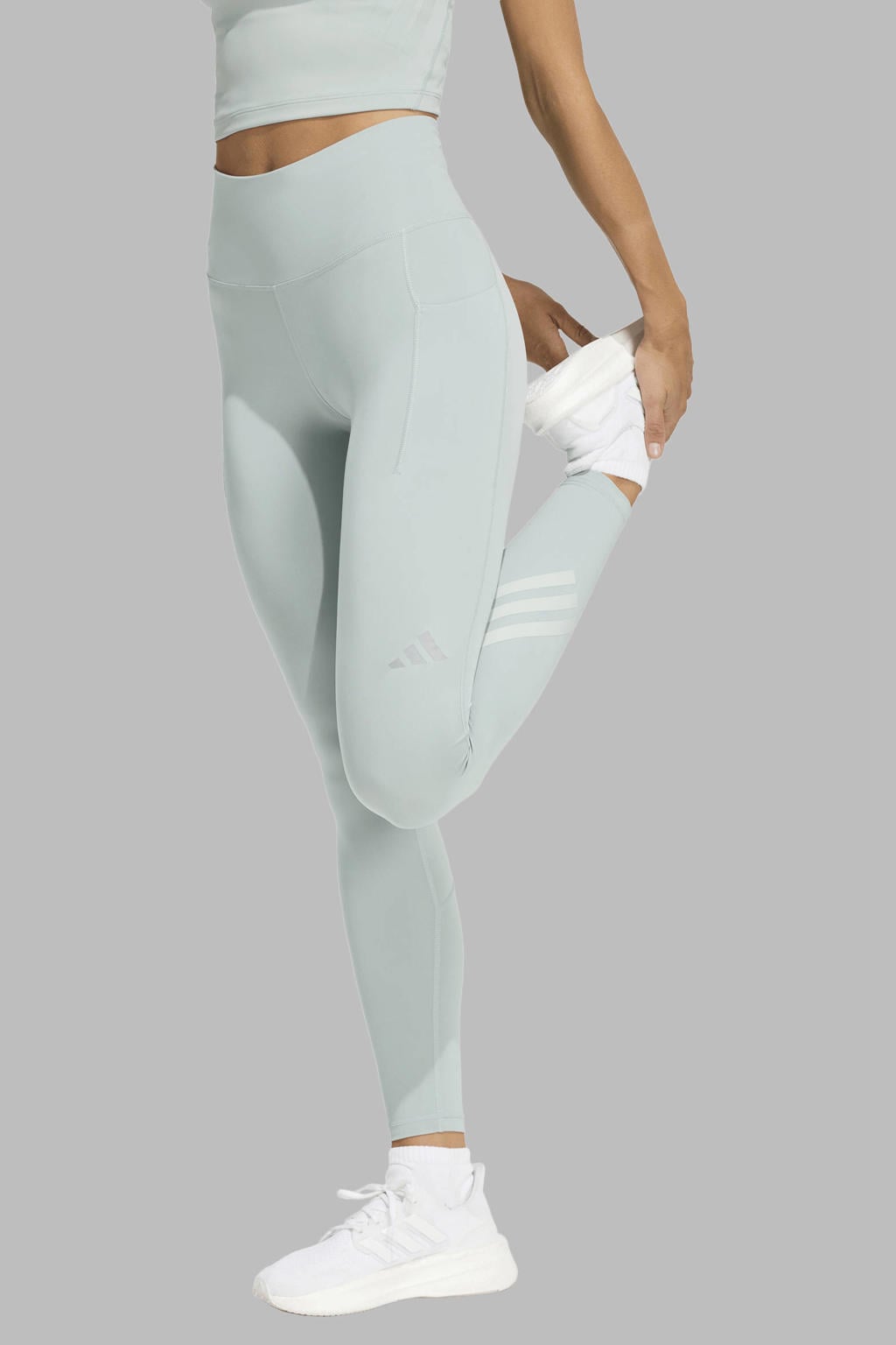 Groene dames adidas Performance hardloopbroek Adi365 van polyester met slim fit, regular waist en effen