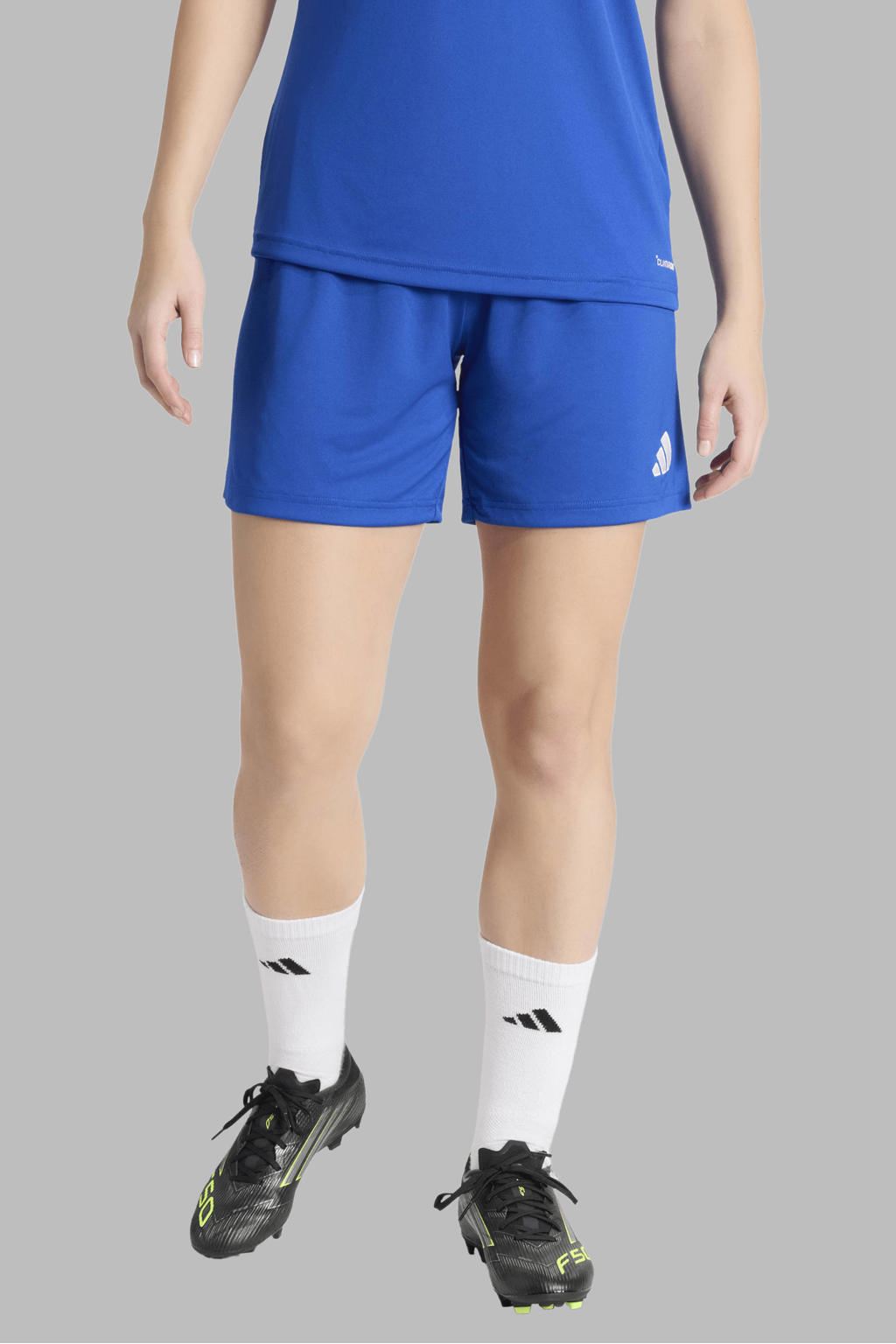 Blauwe dames adidas Performance voetbalshort Entrada26 van polyester met regular fit, regular waist en effen