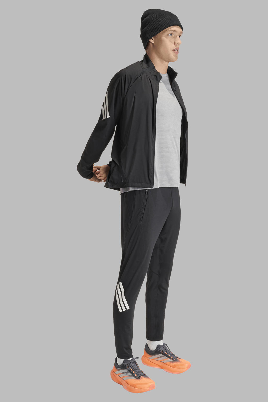 Zwarte heren adidas Performance hardloopbroek van polyester