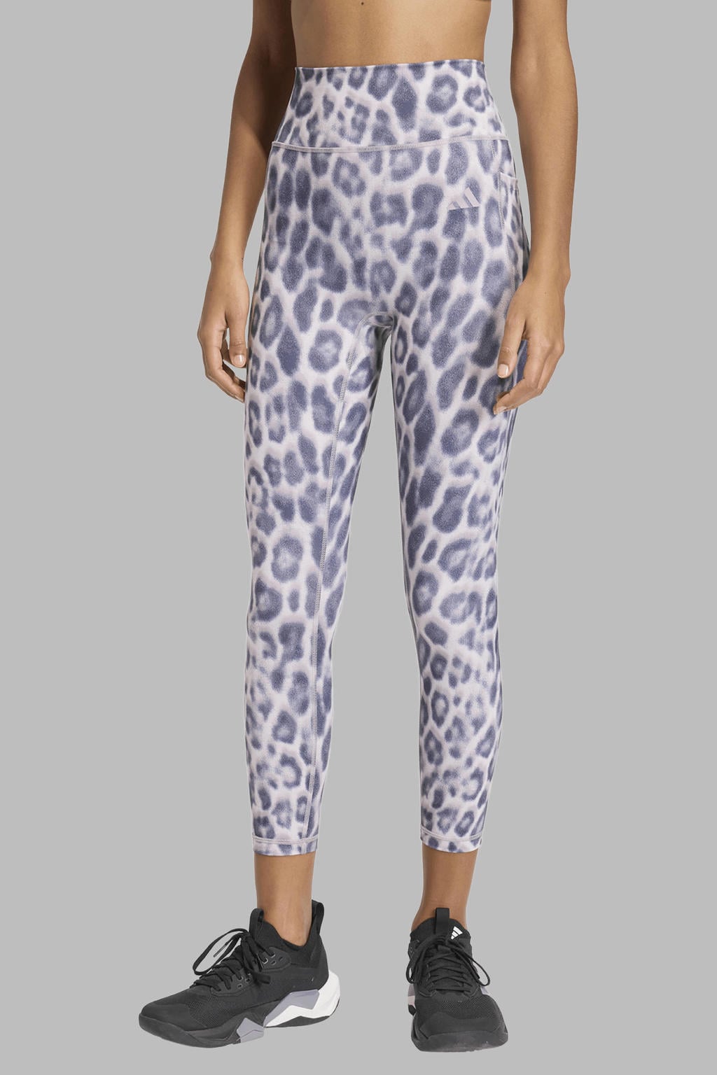 Wit en lilakleurige dames adidas Performance sportlegging Optimé van polyester met slim fit, regular waist en dierenprint