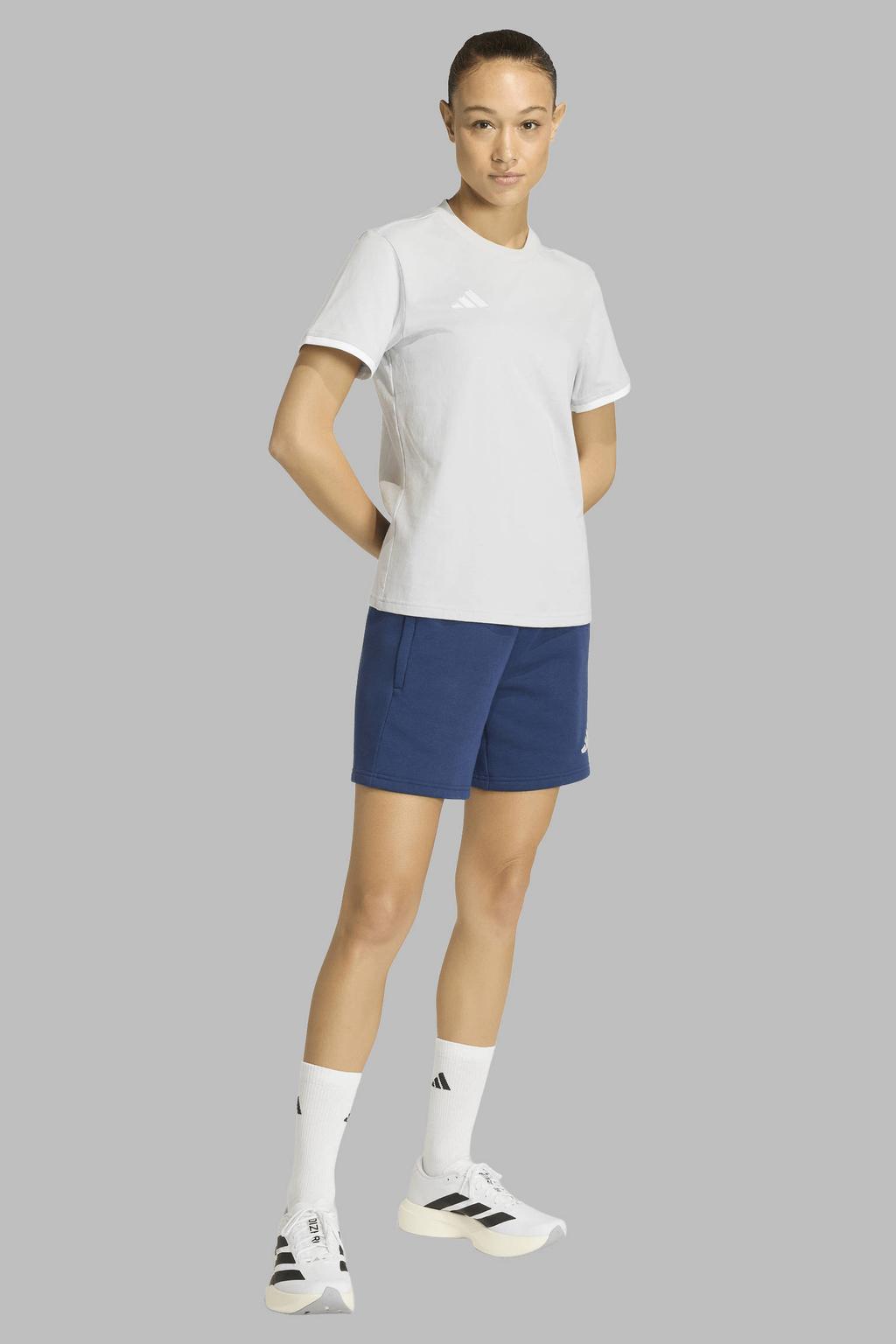 Grijze dames adidas Performance senior voetbalshirt Entrada26 van katoen met korte mouwen en ronde hals