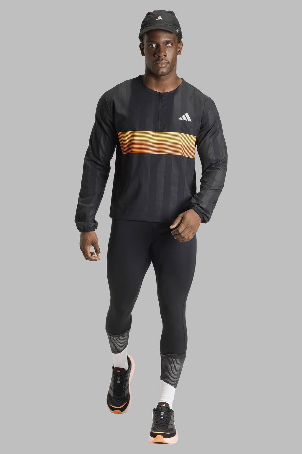 Zwarte heren adidas Performance hardlooptight Adi365 van polyester met elastische tailleband met koord