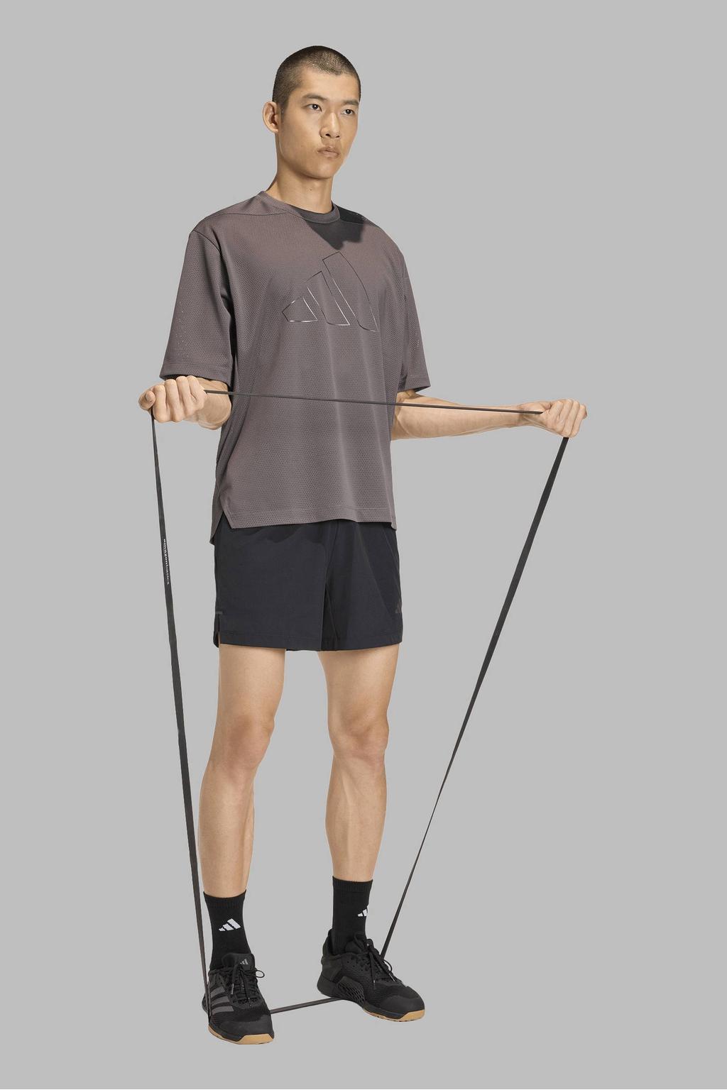 Zwarte heren adidas Performance sportshort van polyester met elastische tailleband met koord