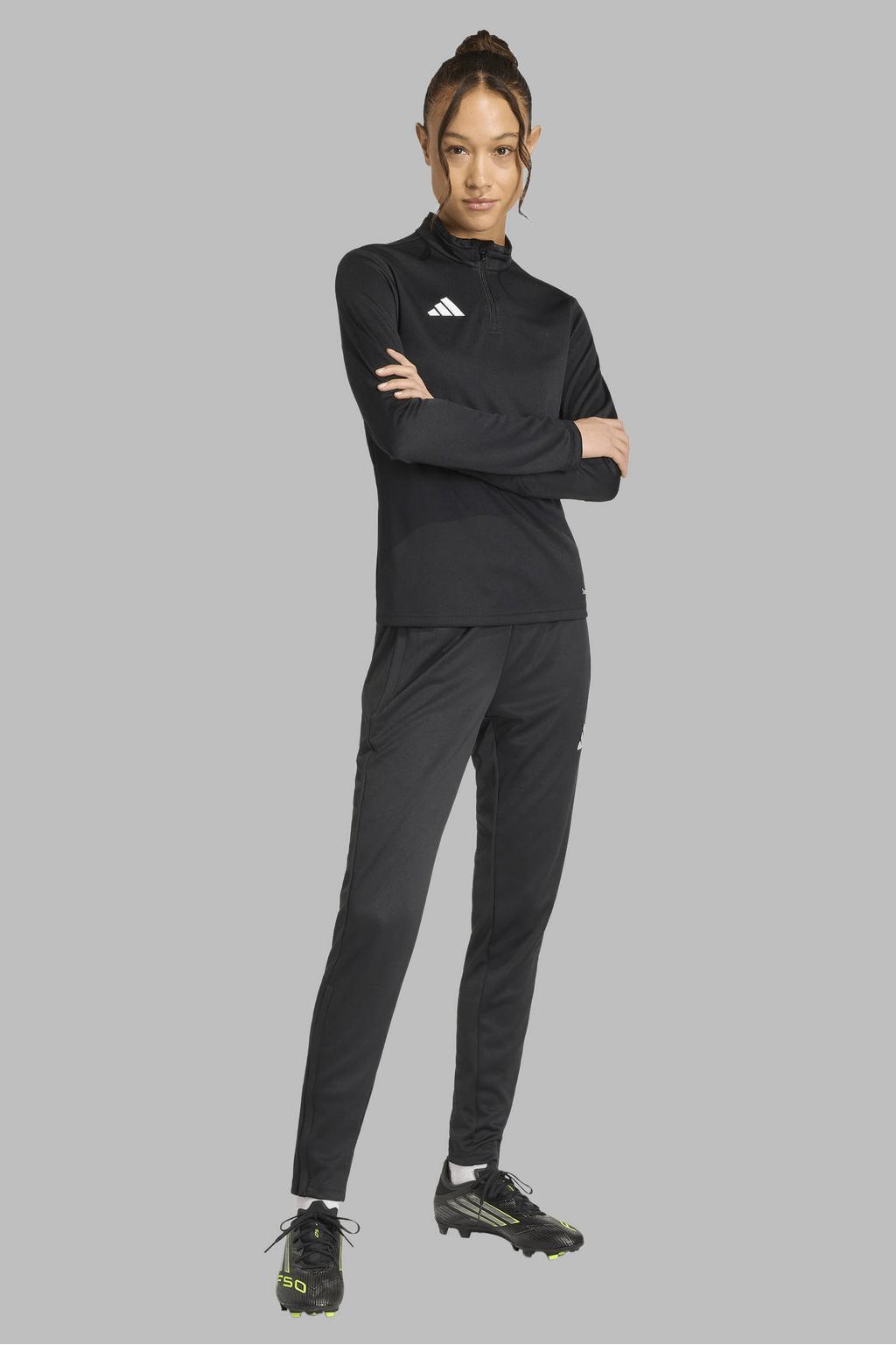 Zwarte dames adidas Performance trainingsbroek Entrada26 van polyester met regular fit, regular waist en effen
