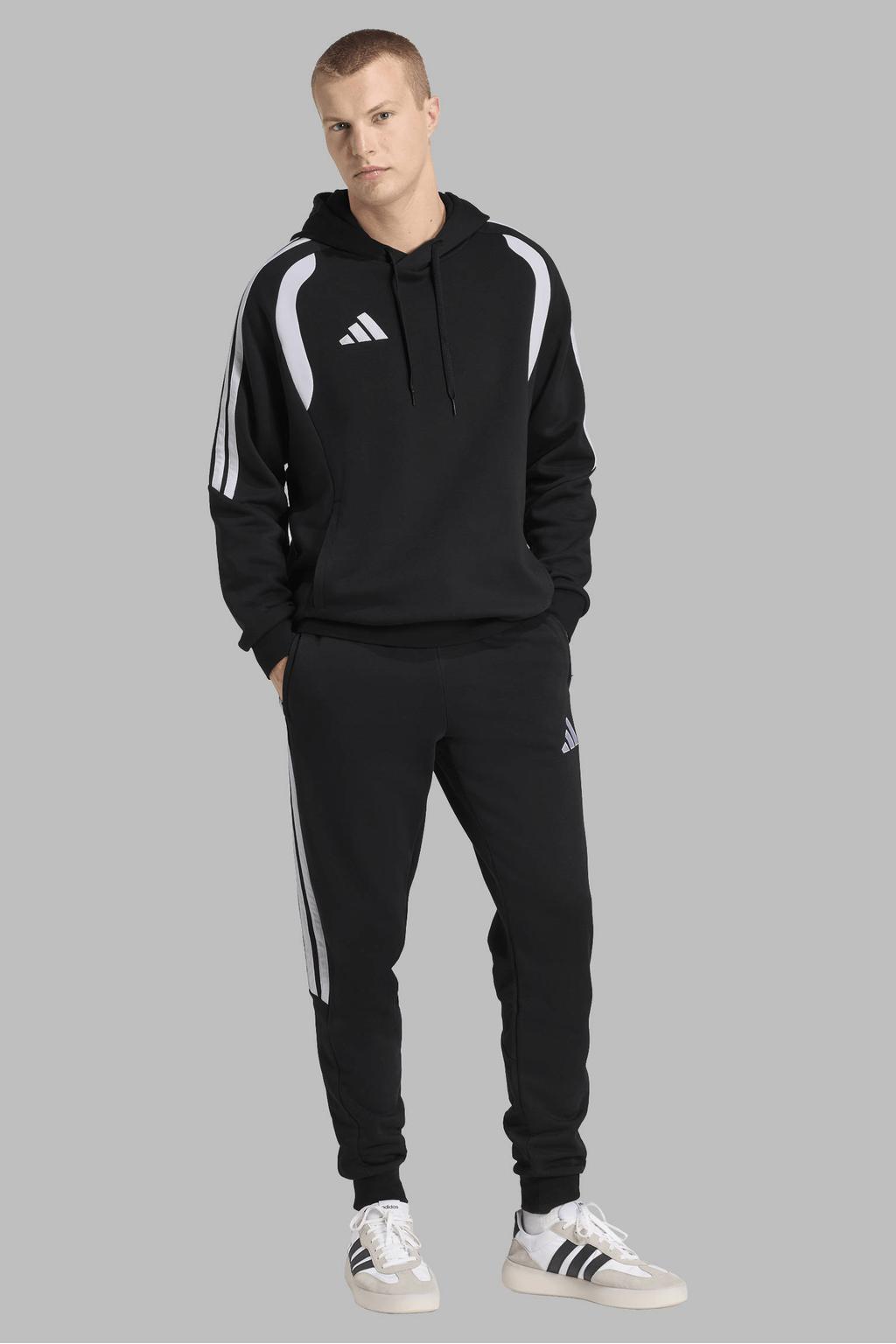 Zwarte heren adidas Performance Senior trainingsbroek Tiro26 van katoen met elastische tailleband met koord