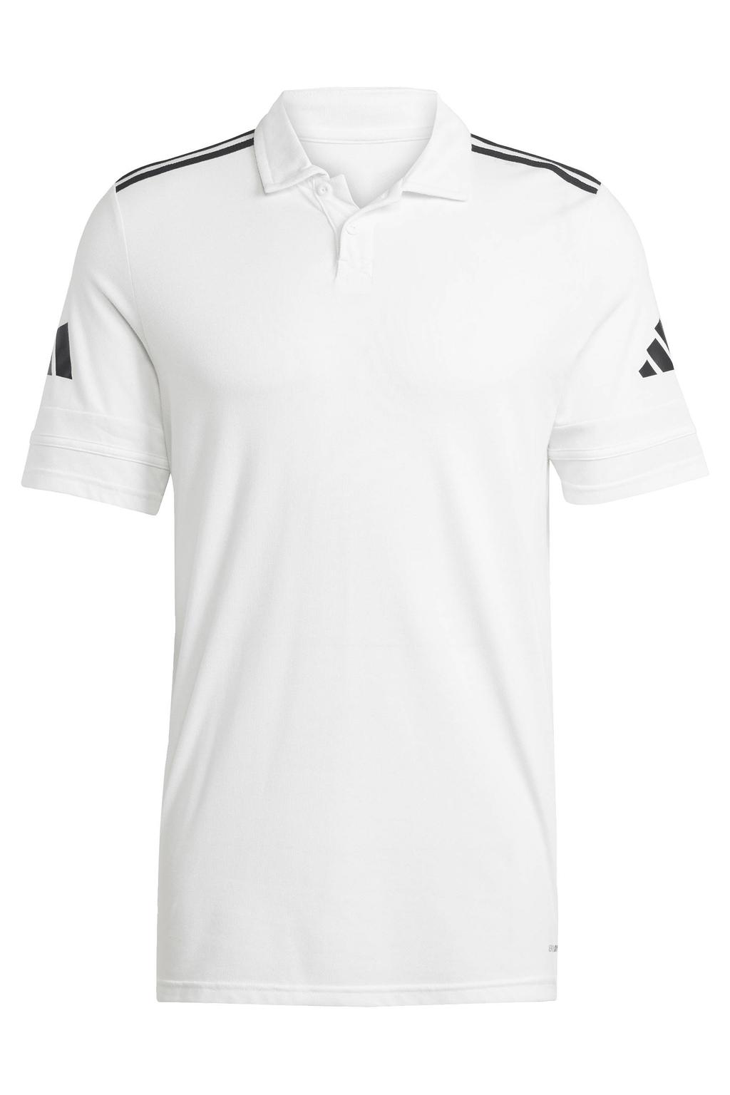 Witte heren adidas Performance senior voetbalpolo Squadra25 van polyester met korte mouwen, klassieke kraag en knoopsluiting