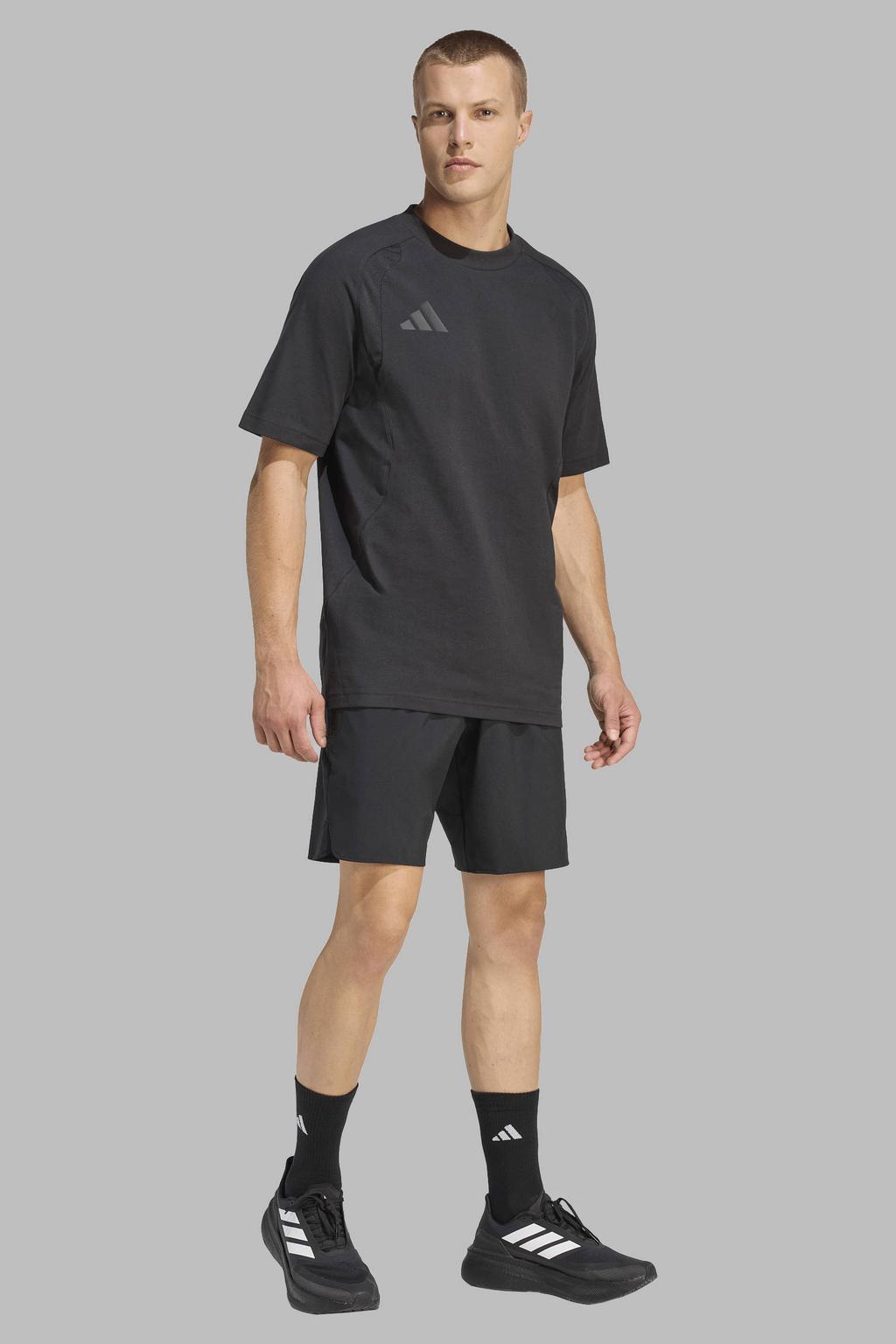 Zwarte heren adidas Performance voetbalshort Tiro Travel van polyester met ritssluiting