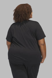 thumbnail: Zwarte dames adidas Sportswear T-shirt van katoen met effen, korte mouwen en ronde hals