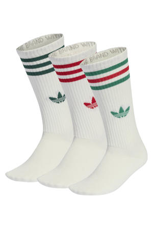 sokken Crew - ecru/rood/groen (set van 3)