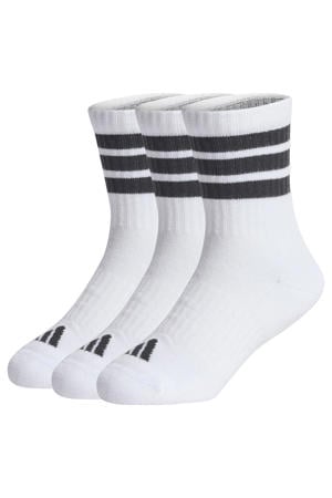 sportsokken 3-Stripes Crew wit/zwart