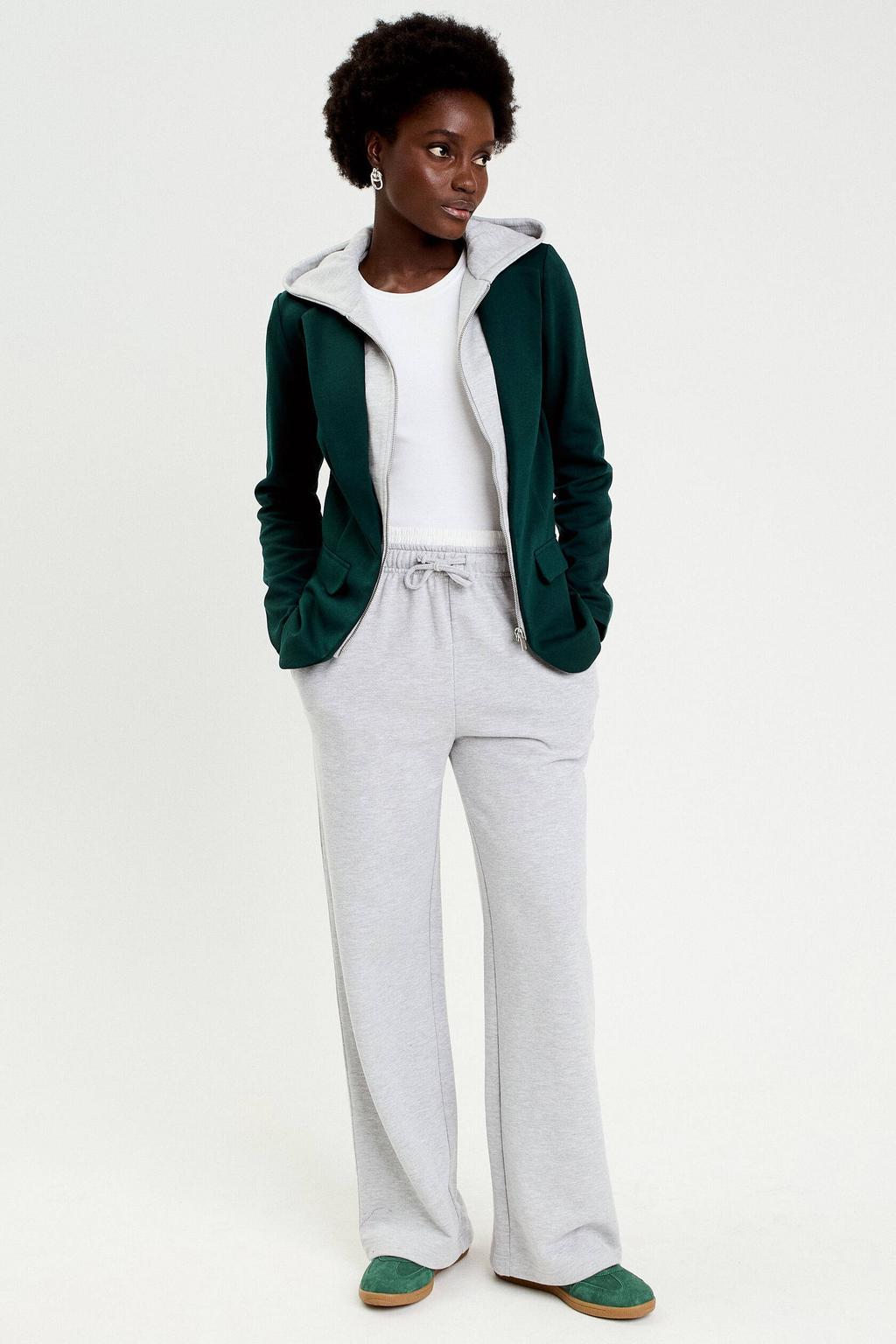 Donkergroene dames Cache Cache regular blazer van polyester met effen, lange mouwen, button down sluiting en ritssluiting