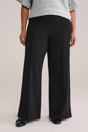 wide leg high waist casual broek zwart