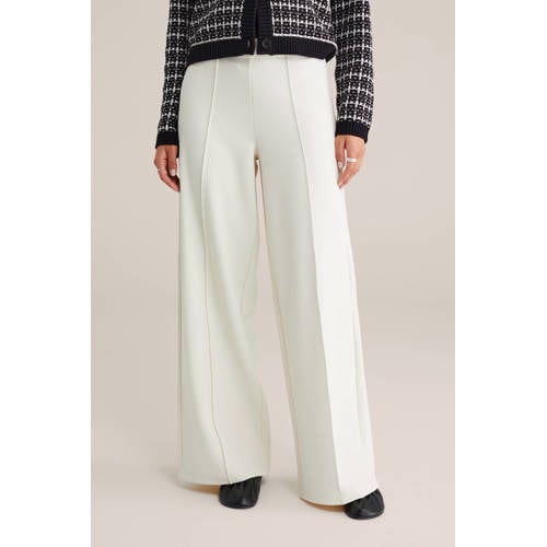 WE Fashion Straight regular waist broek ecru afbeelding