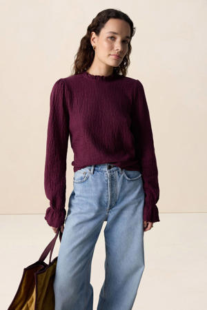 blousetop donkerrood met lurex