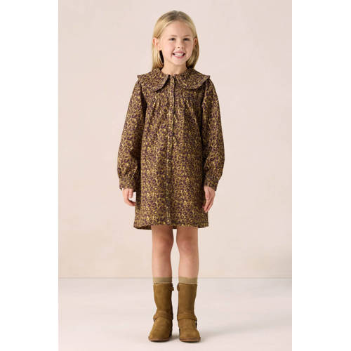 Sissy-Boy corduroy blousejurk met panterprint donkergroen afbeelding
