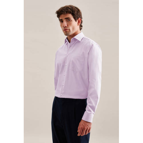 Seidensticker regular casual overhemd lila afbeelding