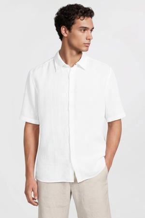 regular casual overhemd met linnen wit