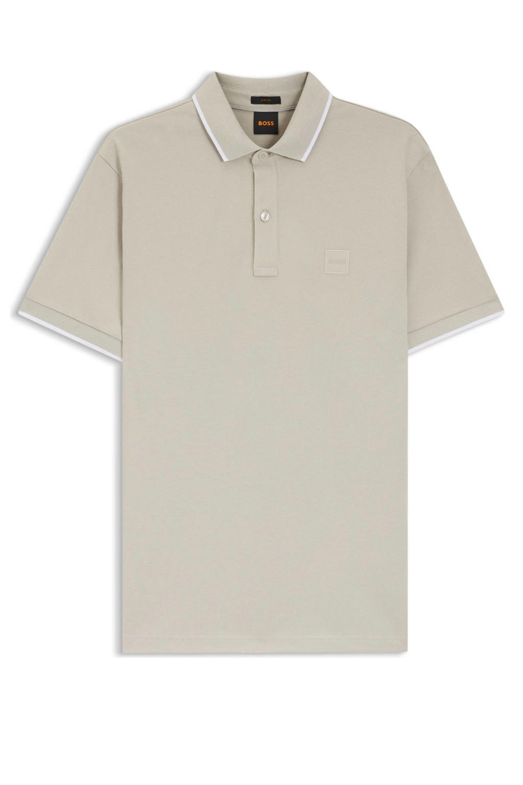 Taupe heren BOSS slim polo van katoen met logo dessin, korte mouwen en pique