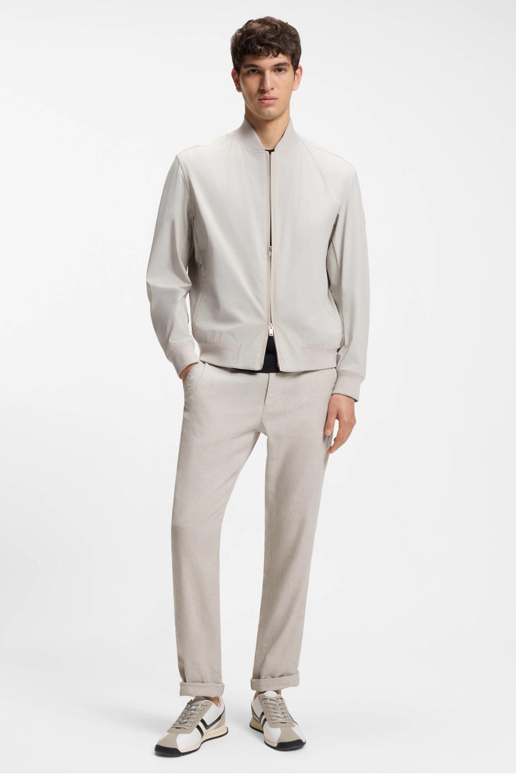 BOSS Sanderson-L-3 regular chino met linnen zand