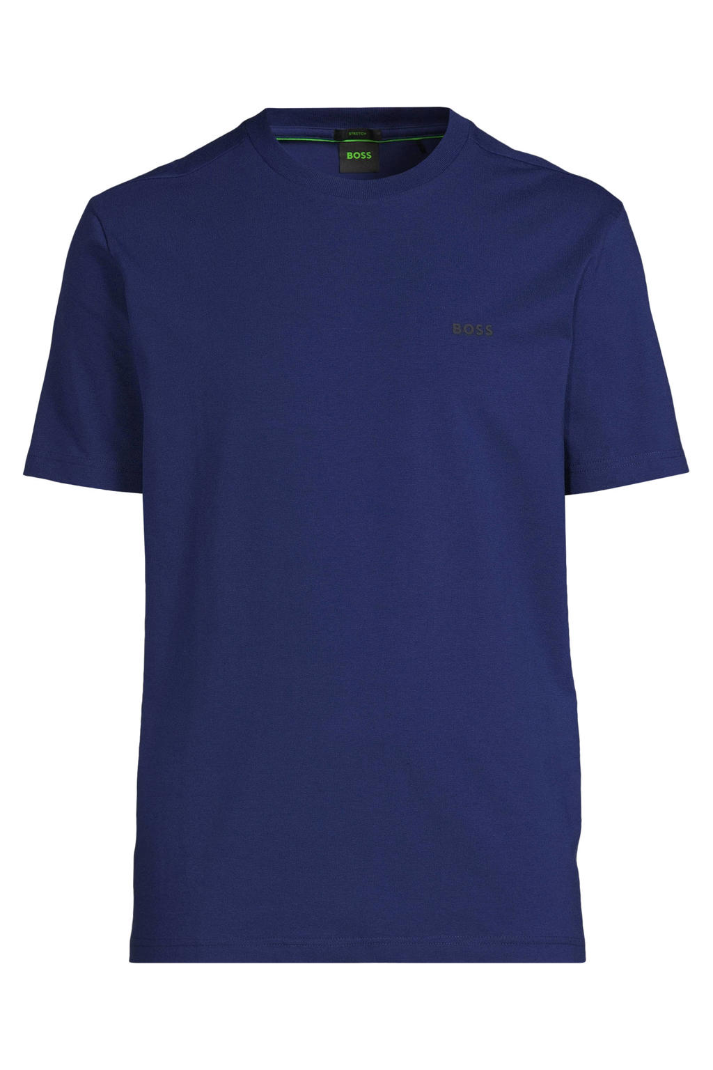 Marineblauw heren BOSS regular T-shirt van katoen met logo dessin, korte mouwen en ronde hals
