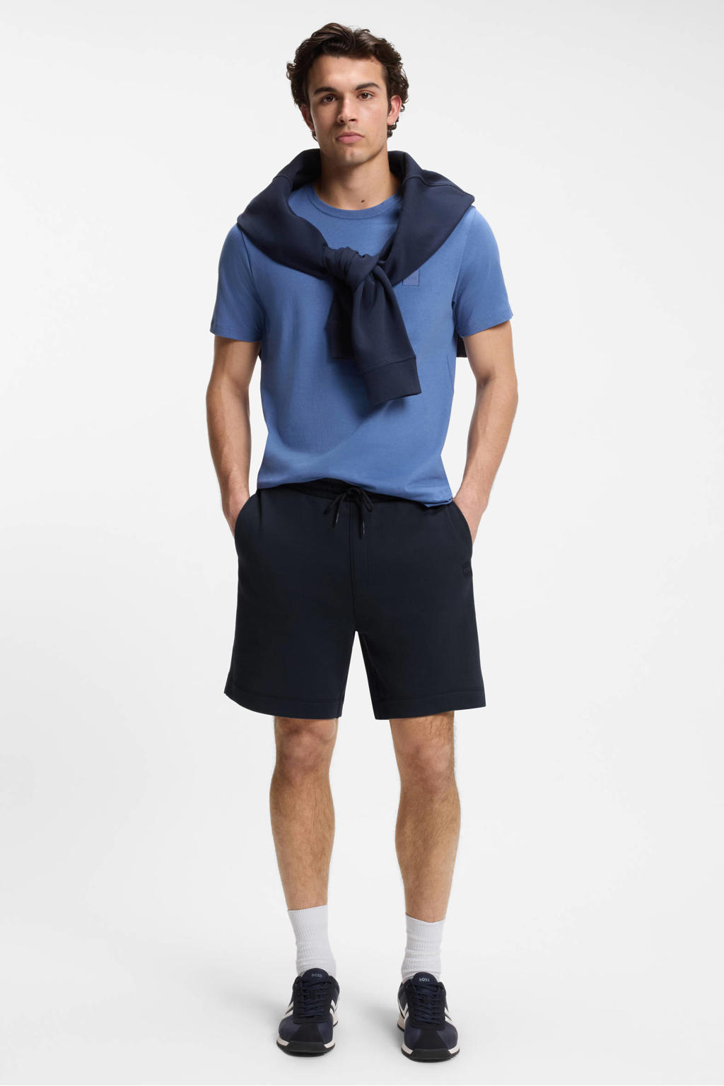 BOSS regular sweatshort donkerblauw