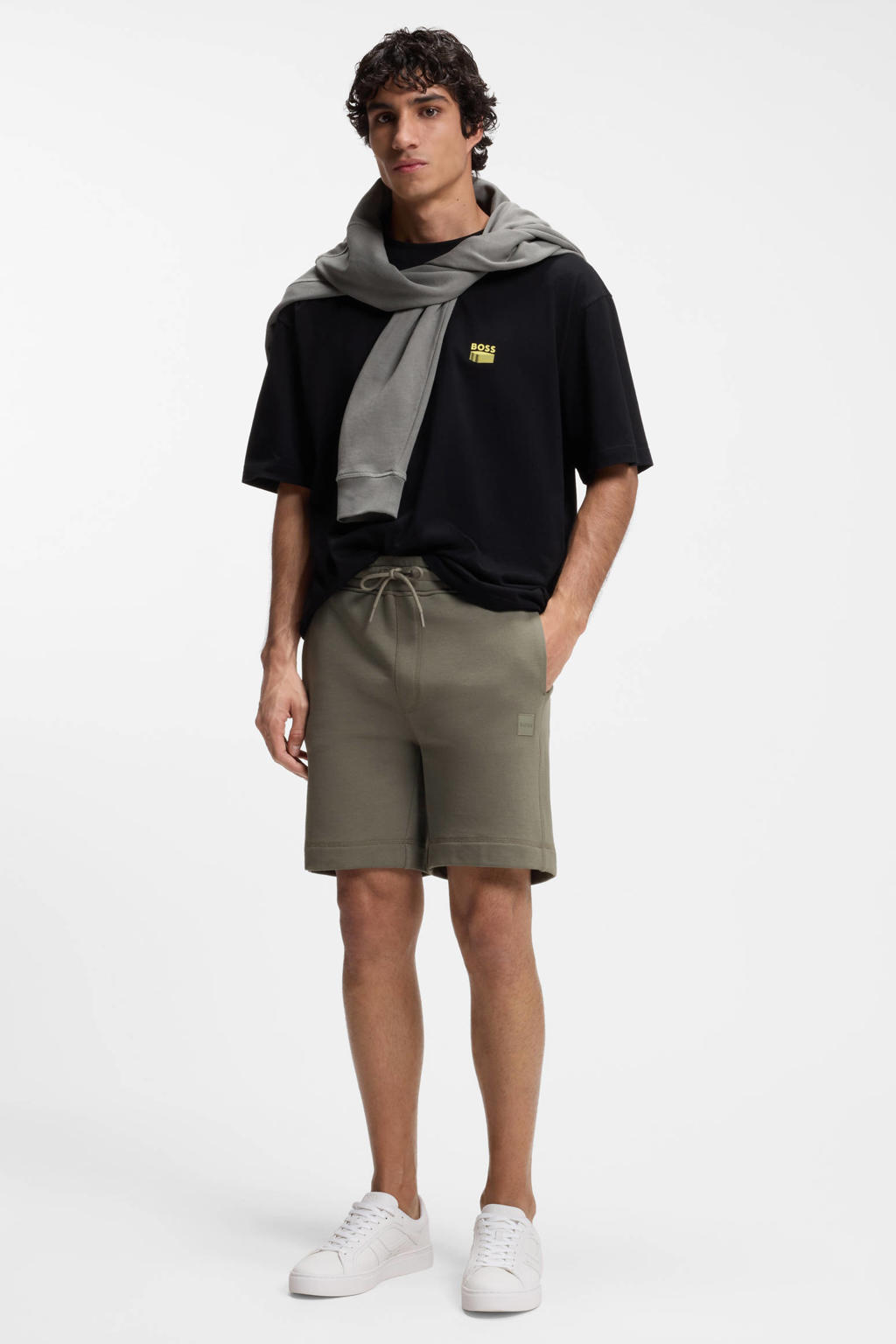 BOSS regular sweatshort grijsgroen