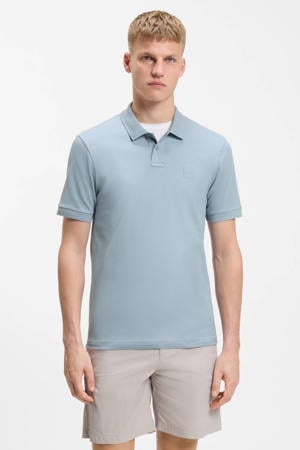 slim polo grijsblauw