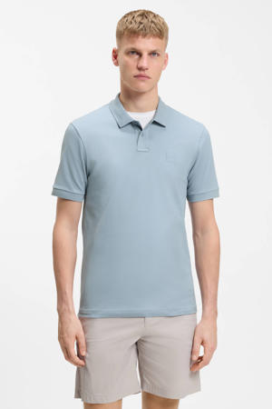 slim polo grijsblauw