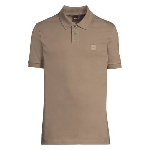 BOSS slim polo lichtbruin afbeelding