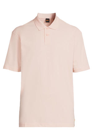 regular polo met linnen lichtroze