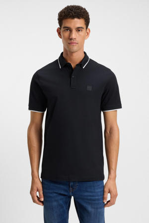 slim polo donkerblauw