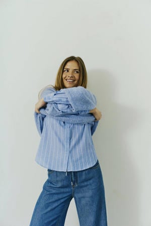 blouse met krijtstreep blauw