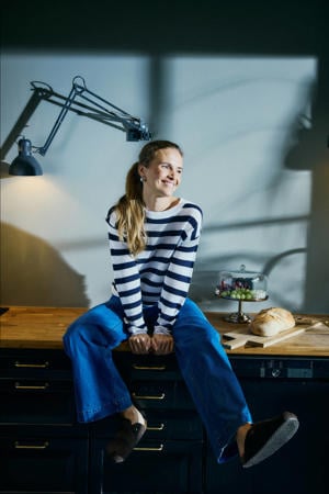 gestreepte pullover wit gebreid