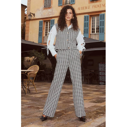 Lofty Manner wide leg high waist geruite broek zwart afbeelding