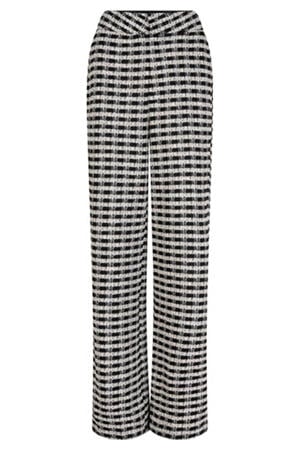 wide leg high waist geruite broek zwart