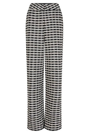 wide leg high waist geruite broek zwart