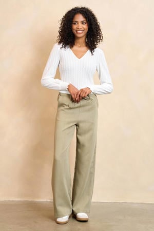 wide leg high waist broek lichtgroen