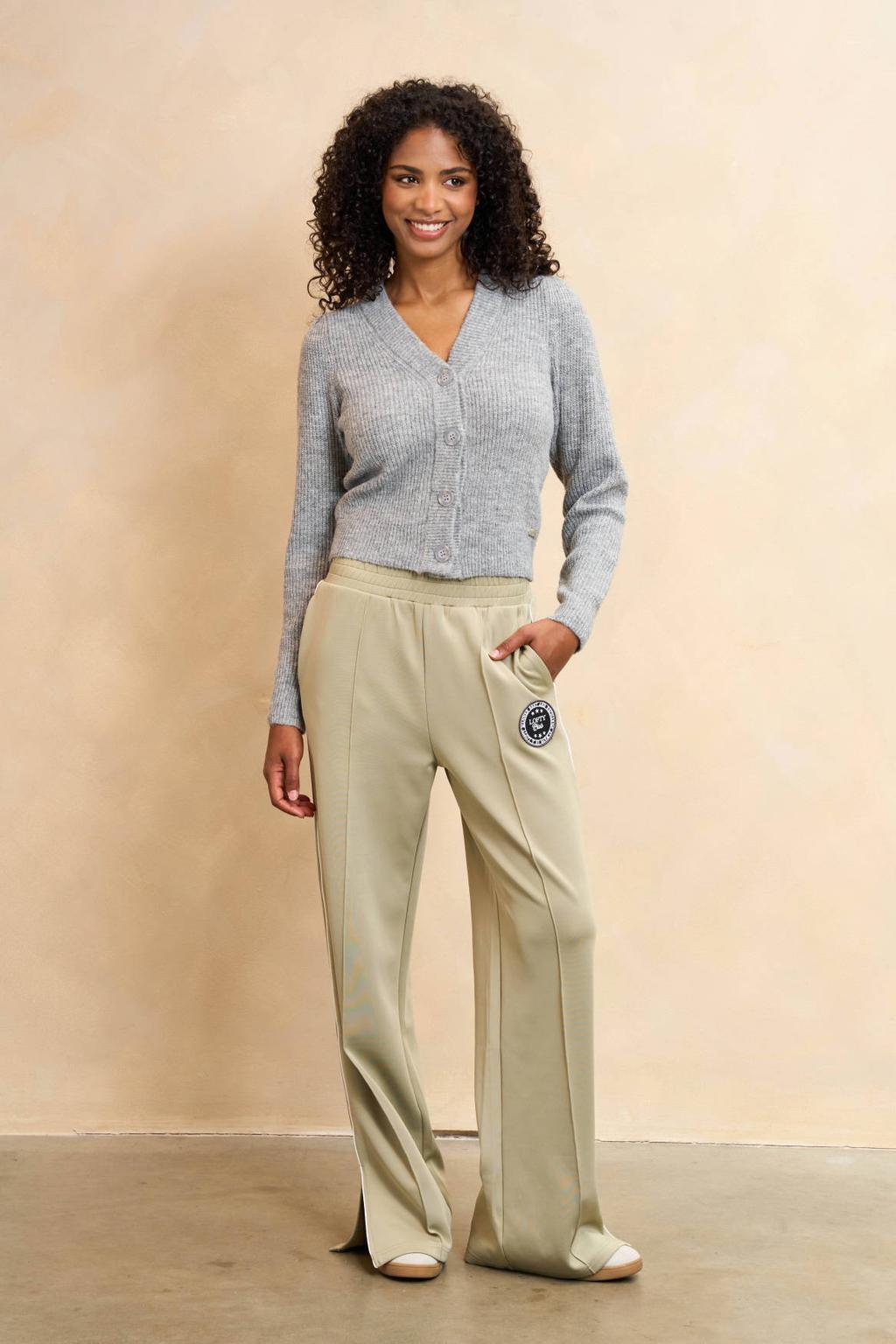Lichtgroene dames Lofty Manner wide leg high waist broek met effen