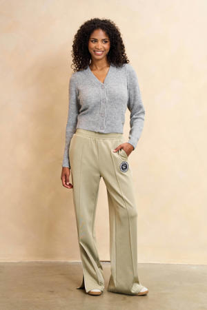 wide leg high waist broek lichtgroen