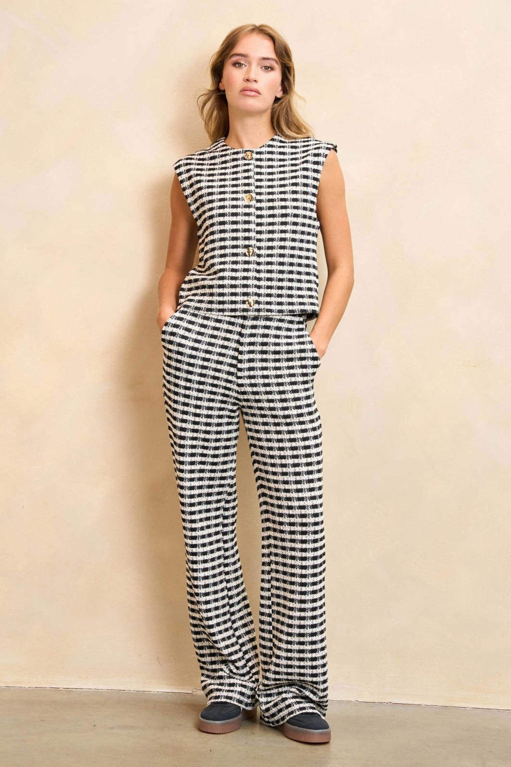 Lofty Manner geruit gilet zwart