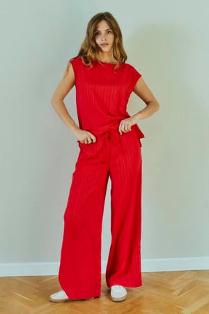 high waist casual broek rood