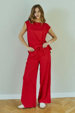 high waist casual broek rood