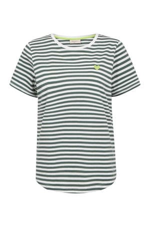 gestreept T-shirt donkergroen