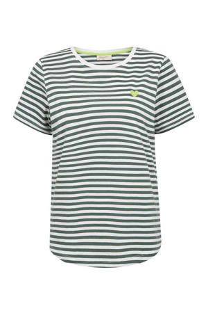 gestreept T-shirt donkergroen