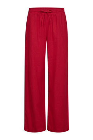 wide leg regular waist broek met linnen