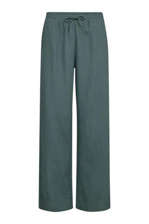 wide leg regular waist broek met linnen
