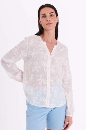 gebloemde blouse wit